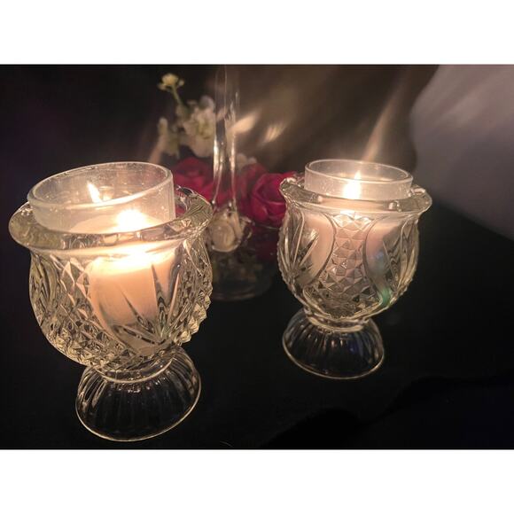 Fostoria Tulip Clear Fire Candle Holders -set of 2 - Picture 5 of 12